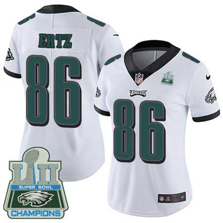 Women's Nike Eagles #86 Zach Ertz White Super Bowl LII Champions Stitched Vapor Untouchable Limited Jersey